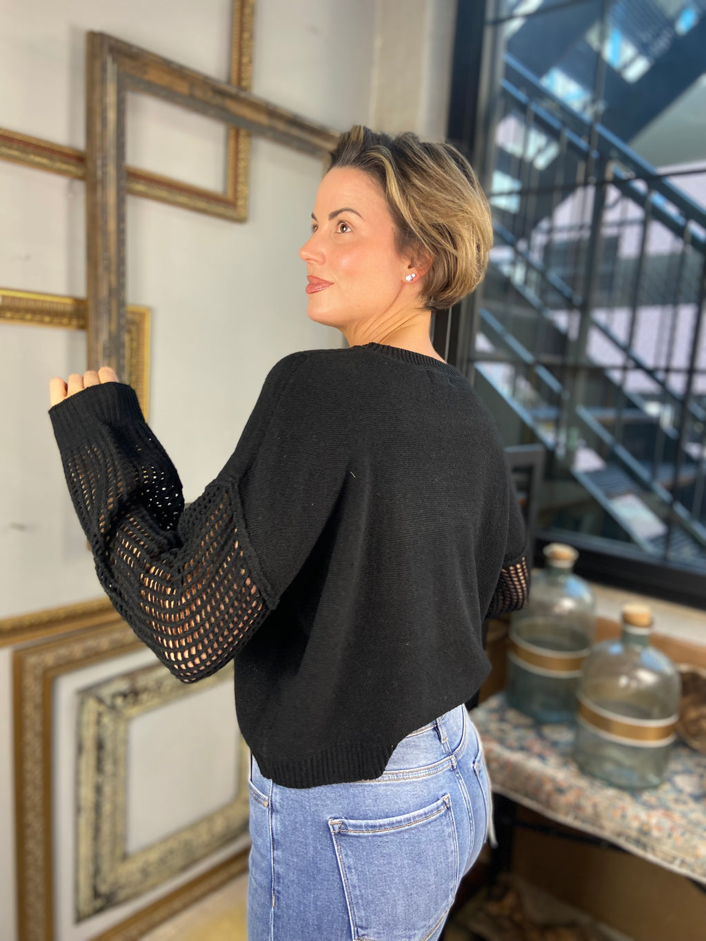 Eden Black V Neck Knit Sweater