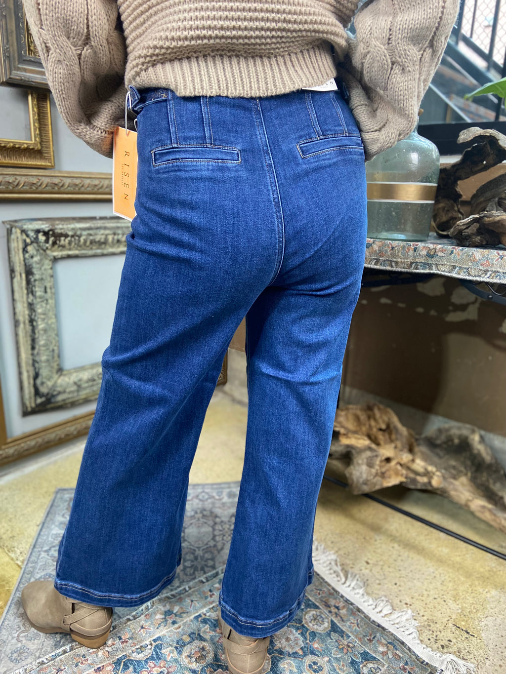 Layla Dark High Rise Adjustable Waist Cropped Risen Jeans