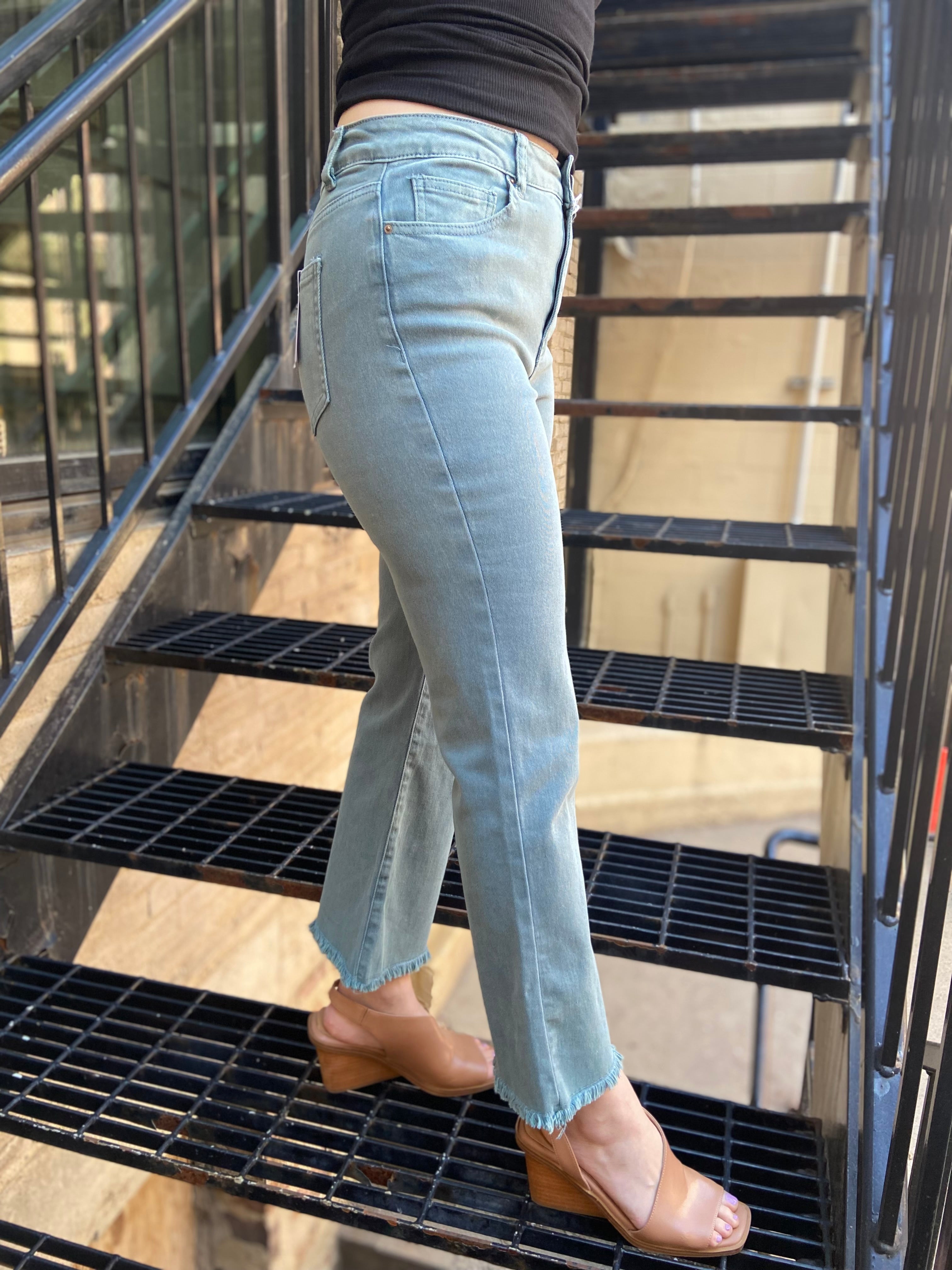 Carrie Teal High Waisted Bootcut Zenana Jeans - MK Threads Boutique
