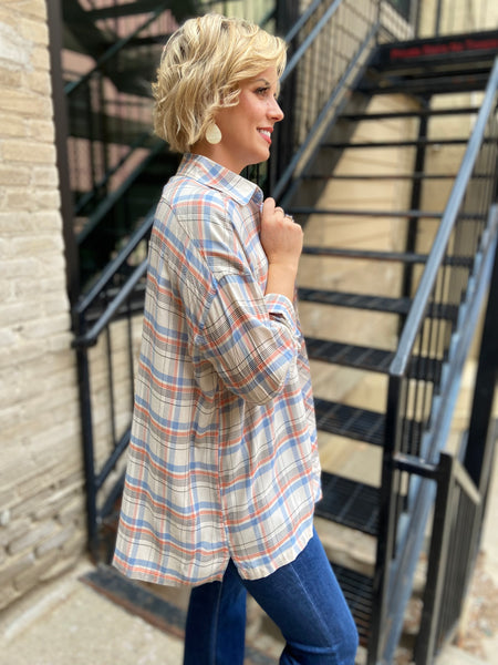 Oaklynn Blue & Red Plaid Top