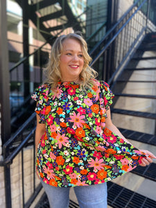 Woodstock Bright Floral Plus Size Top