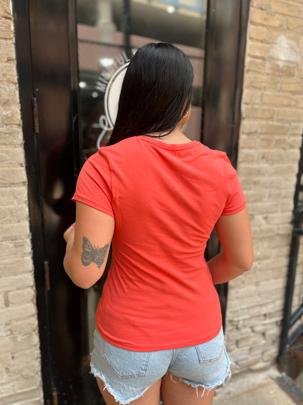 Sia Coral Basic V-Neck Top