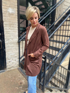 Reagan Dark Brown Suede Trench Jacket