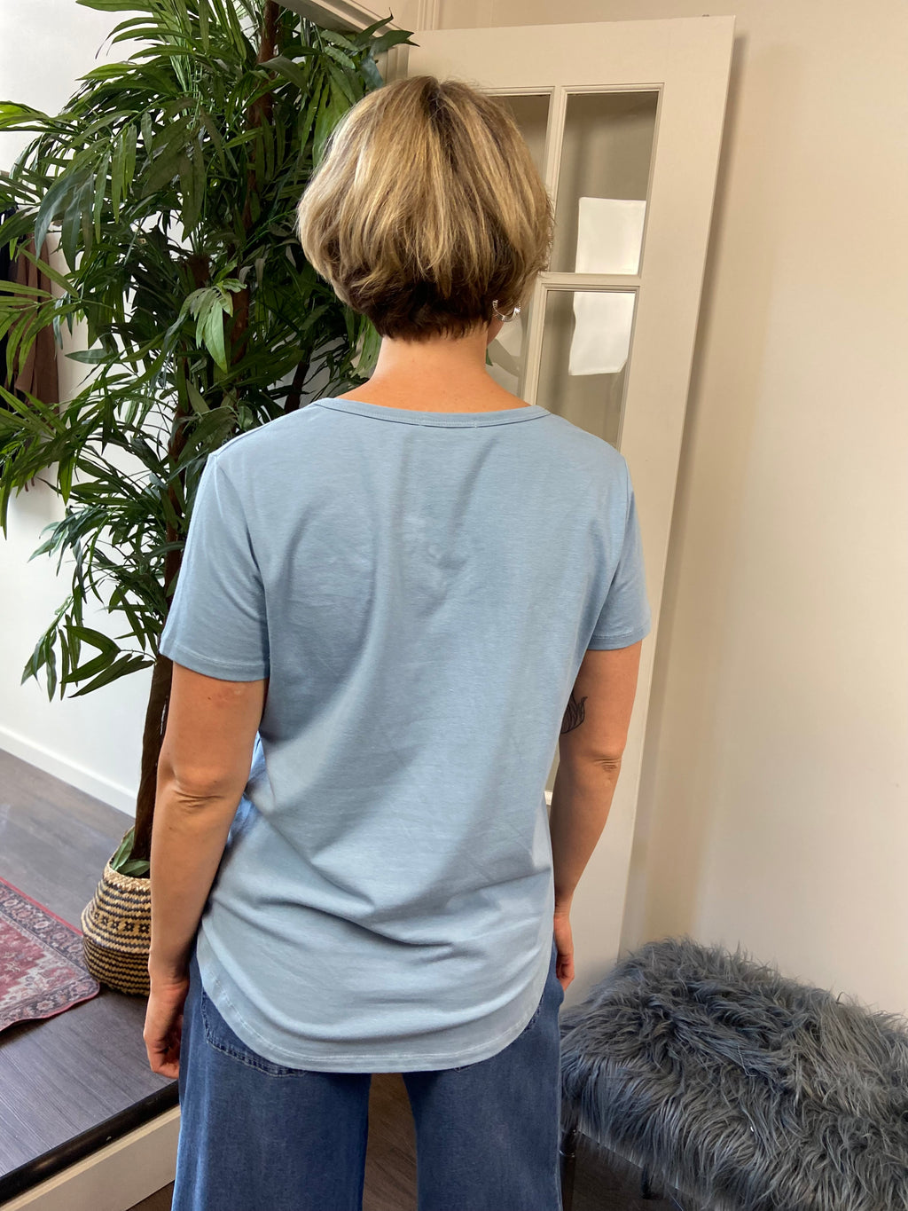 Thea Light Blue Short Sleeve Full Length Top - MK Threads Boutique