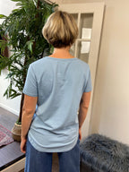 Thea Light Blue Short Sleeve Full Length Top - MK Threads Boutique