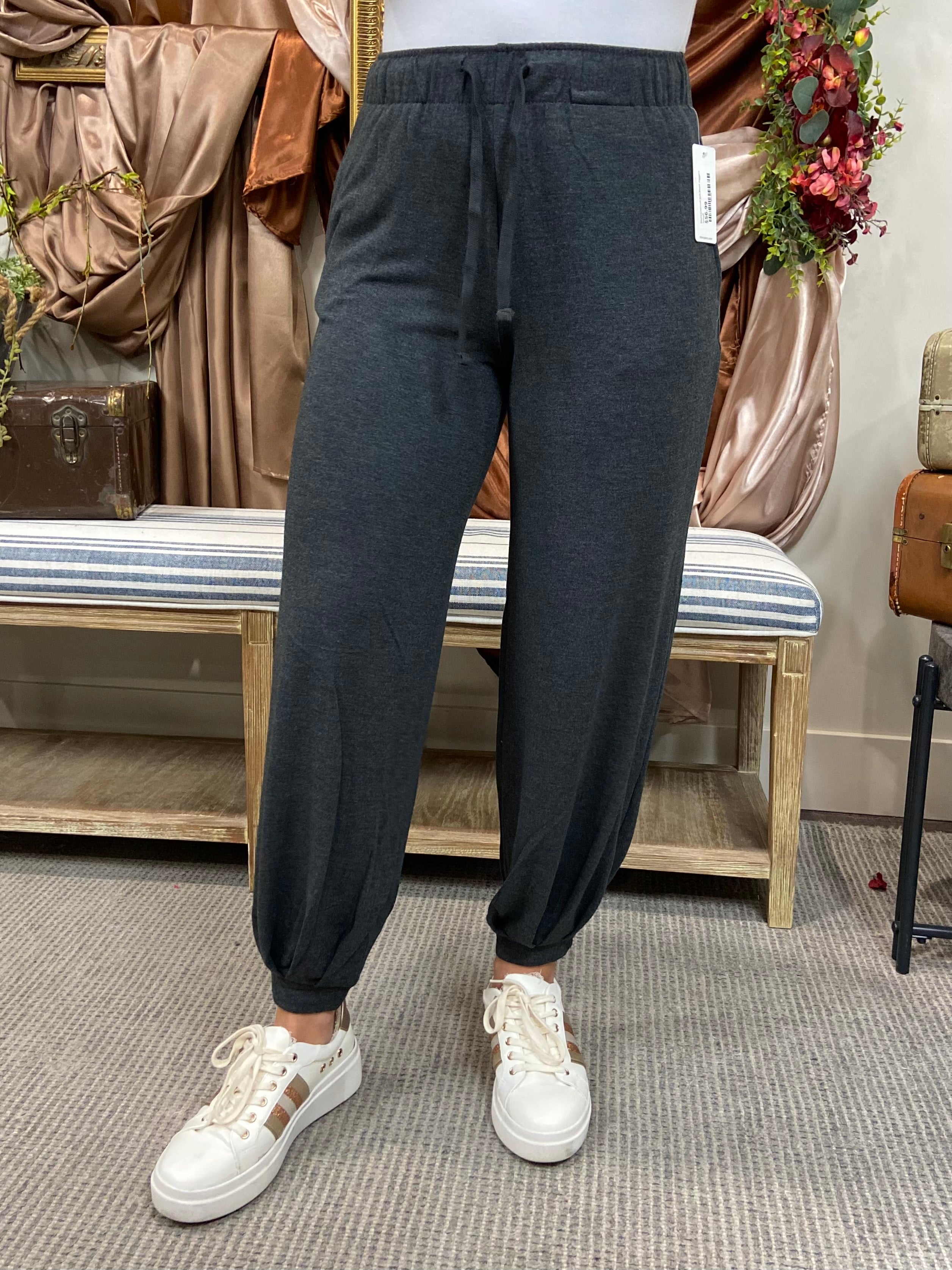 Kayla Charcoal Soft Risen Joggers