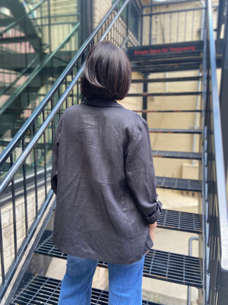 Una Black Linen Blazer