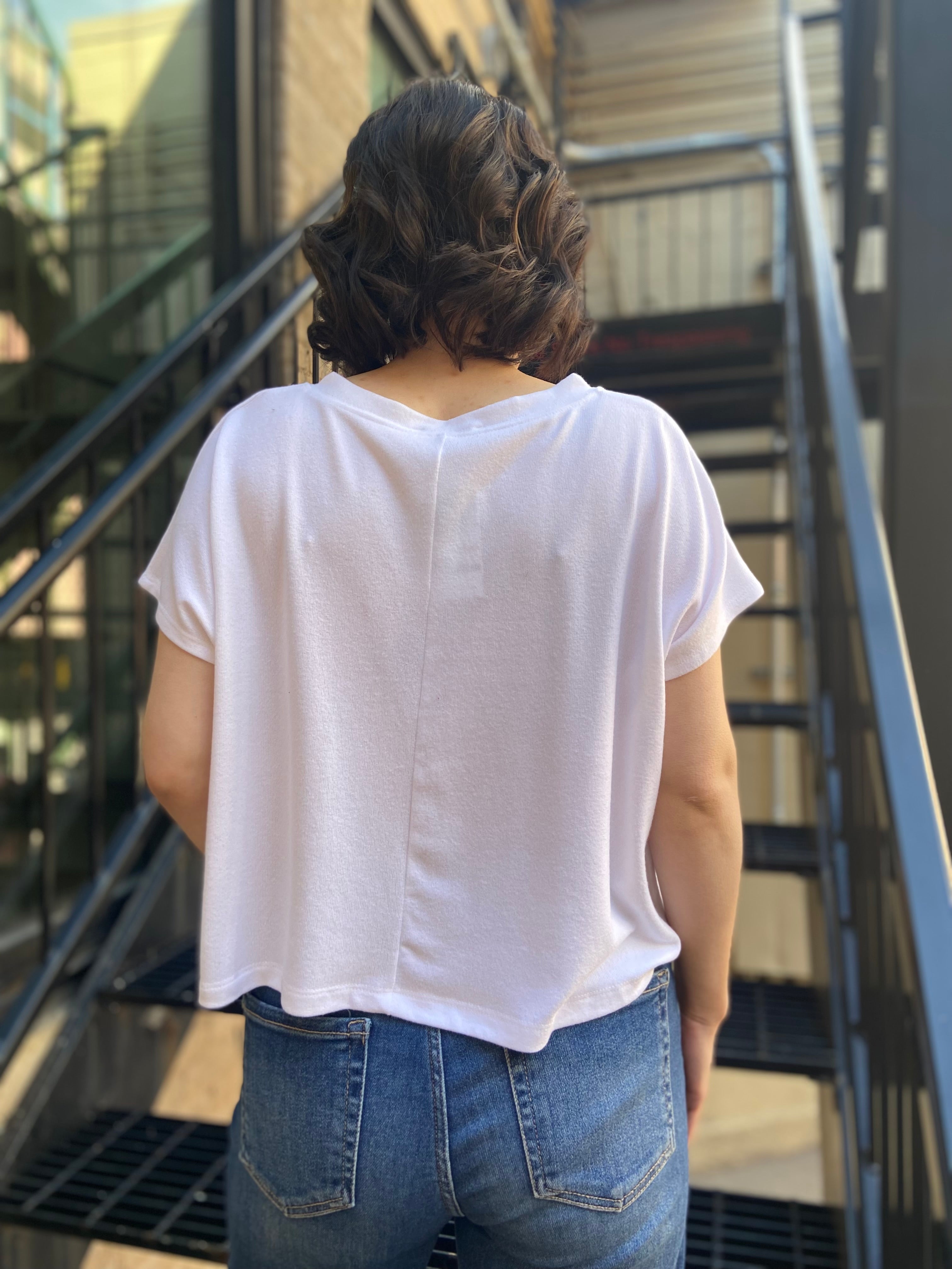 Ramona White Oversized Cropped Top - MK Threads Boutique