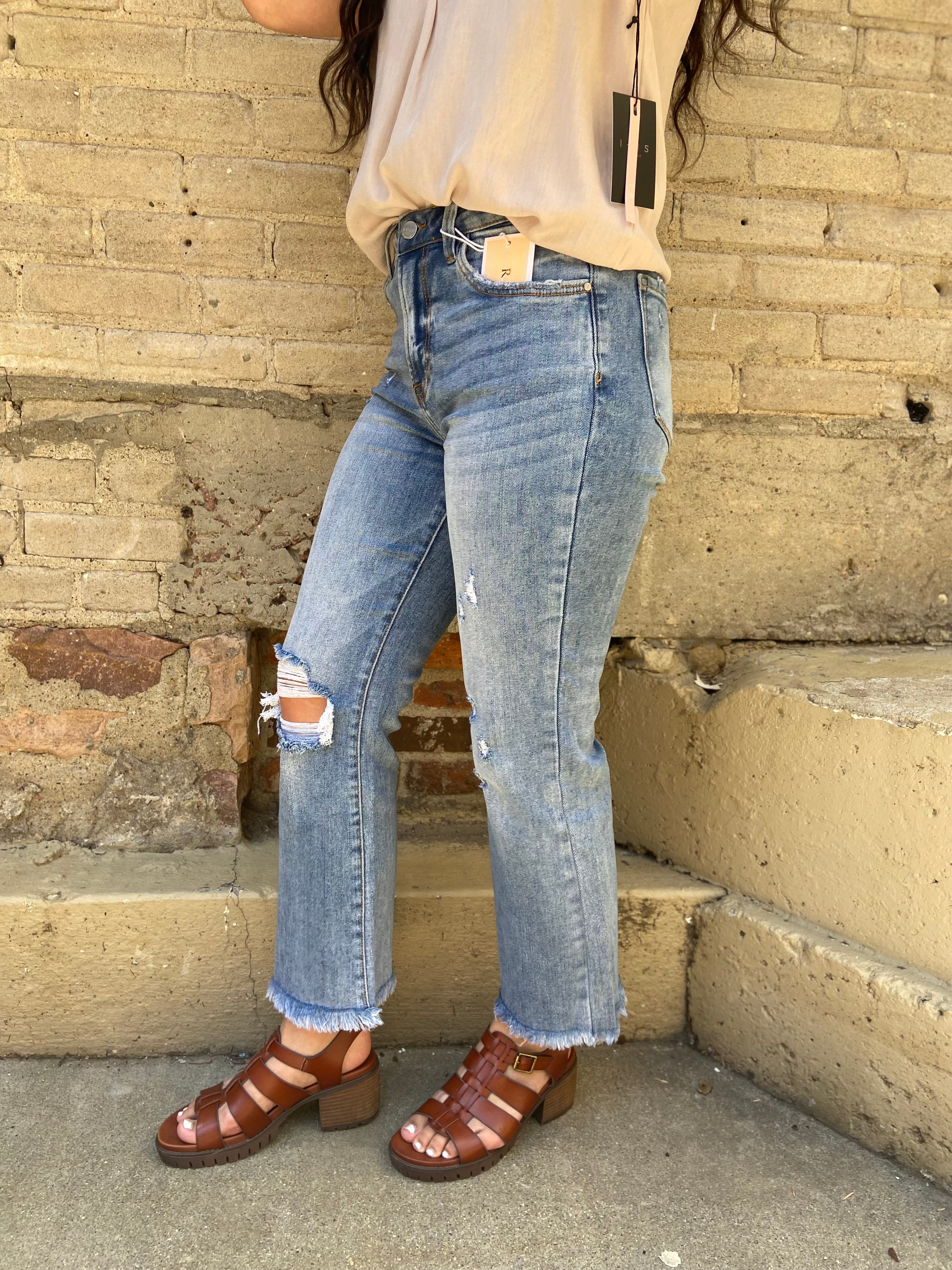 Freya Medium Wash High Rise Bootcut Risen Jeans - MK Threads Boutique