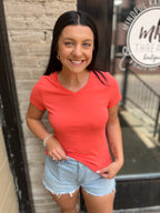 Sia Coral Basic V-Neck Top