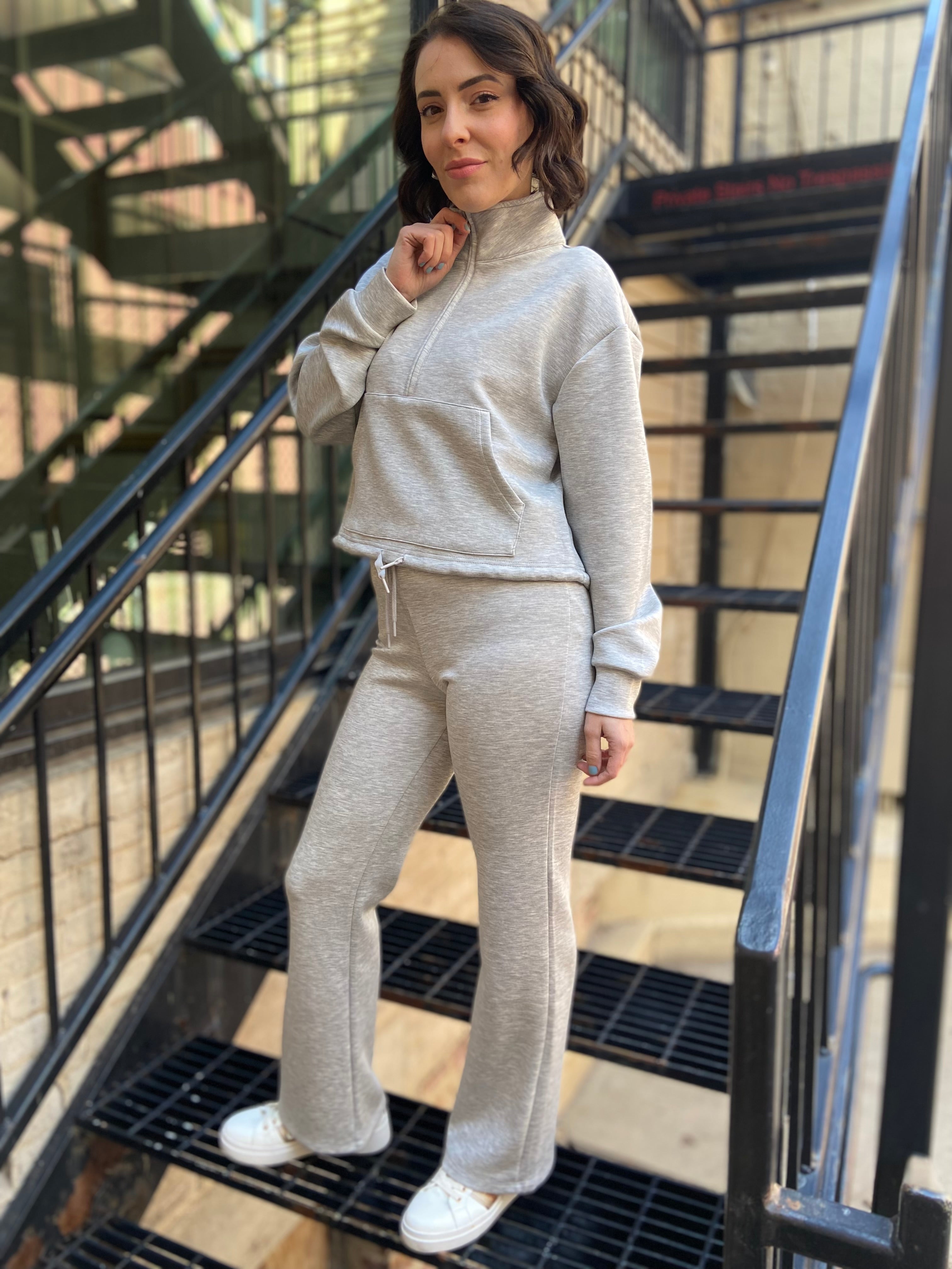 Carol Heather Gray Half Zip Sweater - MK Threads Boutique