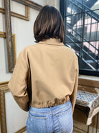 Cole Mocha Cropped Zip Up Jacket