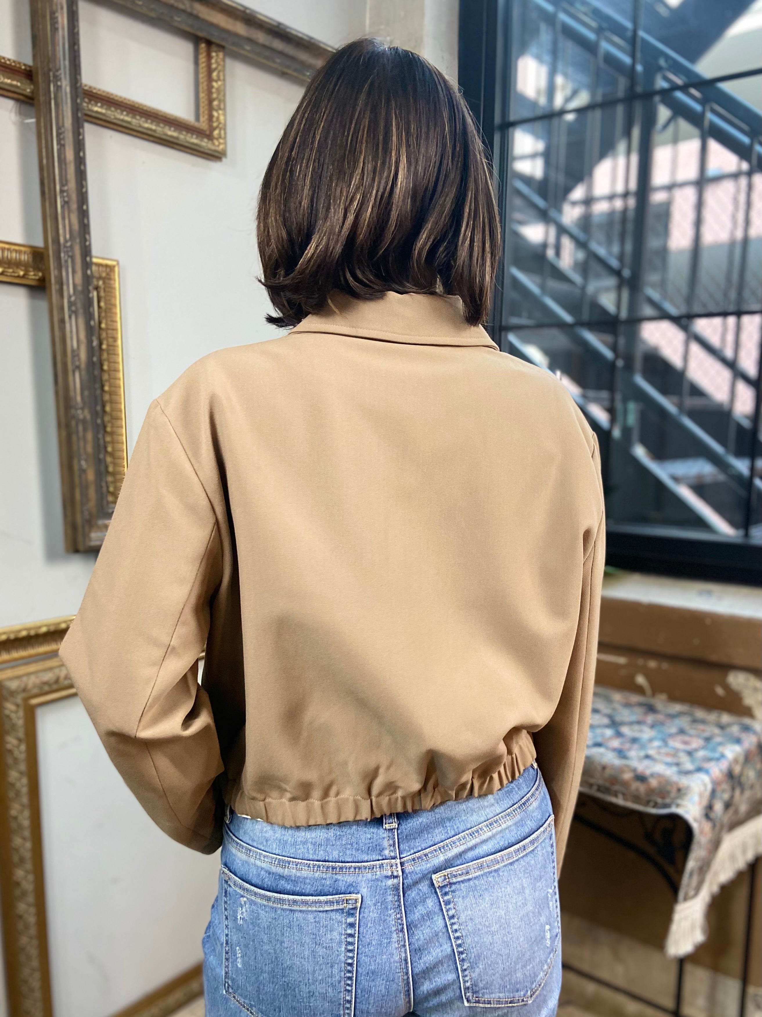 Cole Mocha Cropped Zip Up Jacket