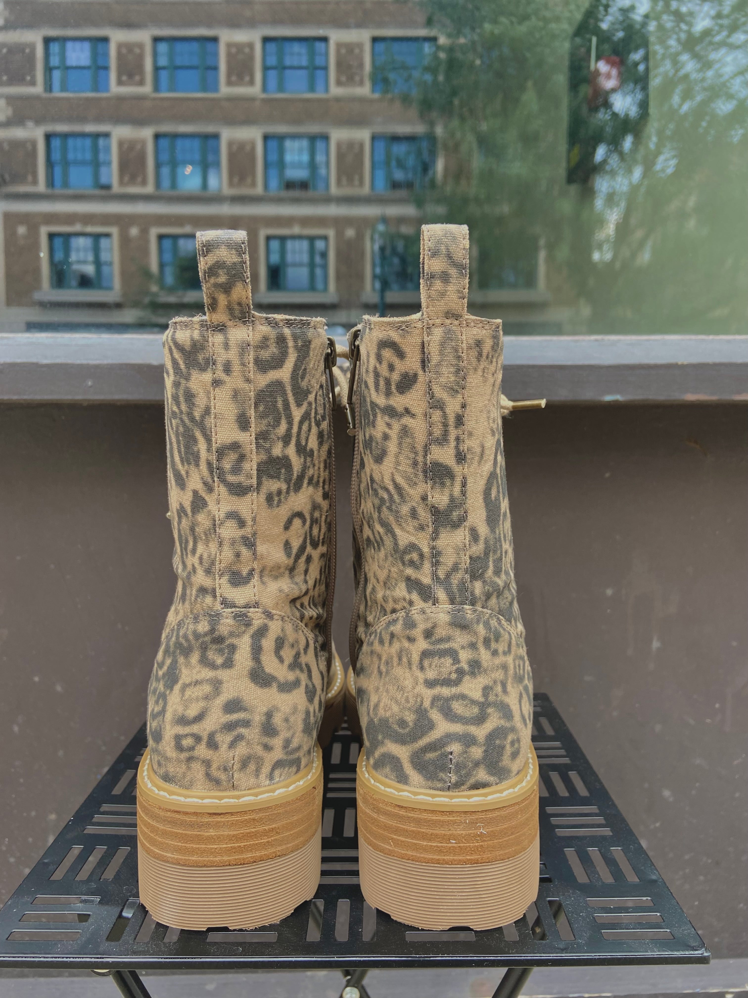 Inez Leopard Print Yellowbox Combat Boots