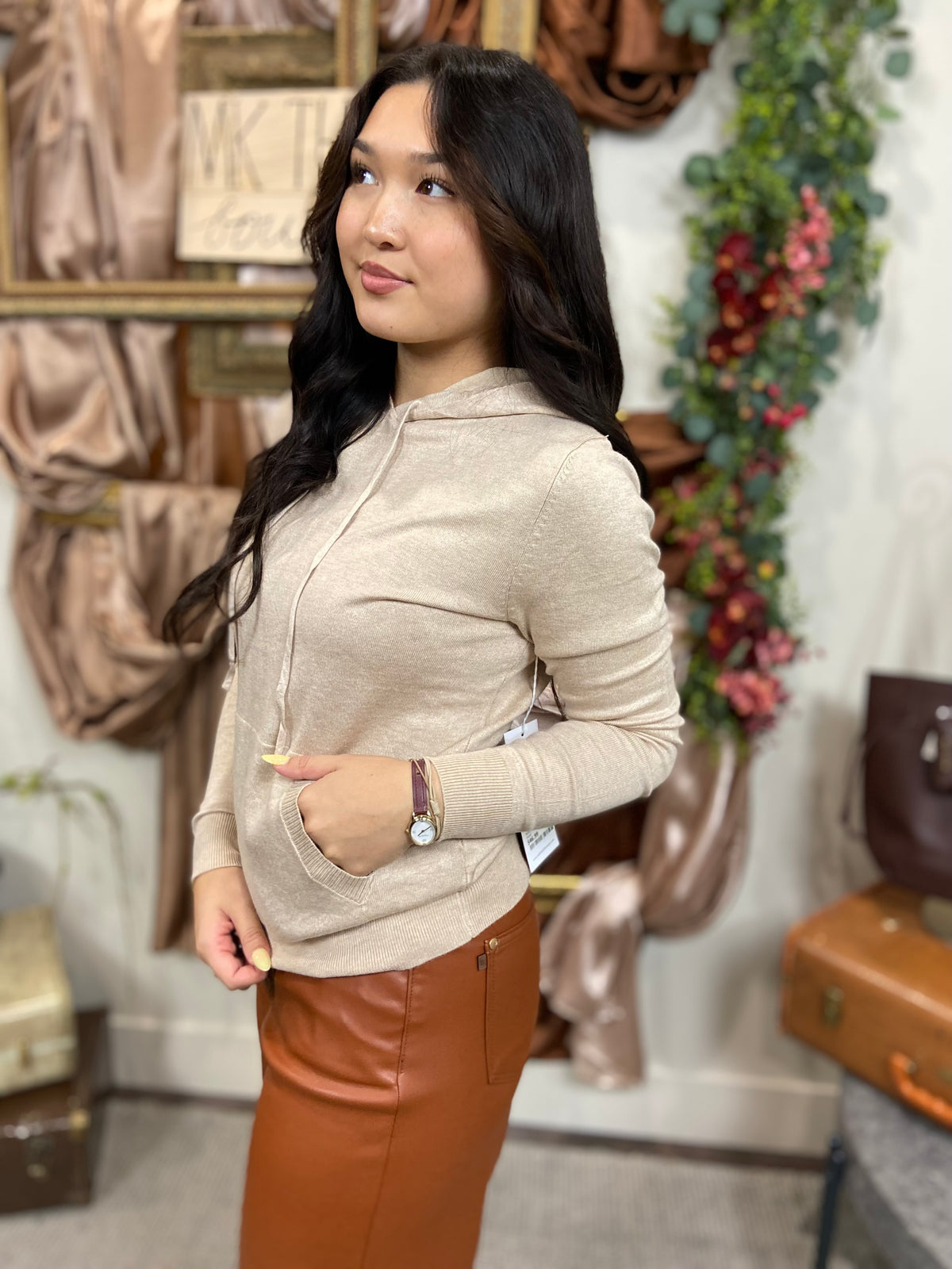 Nancy Khaki Hooded Sweater