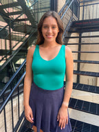 Alisha Green Double Layered V Neck Tank Top - MK Threads Boutique