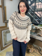 Cassie Khaki Pattern Knit Sweater