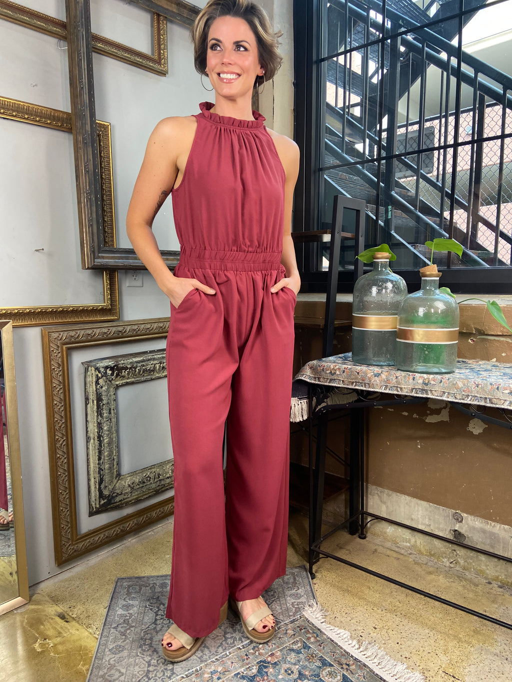 Nancy Rose Sleeveless Wide Leg Jumpsuit