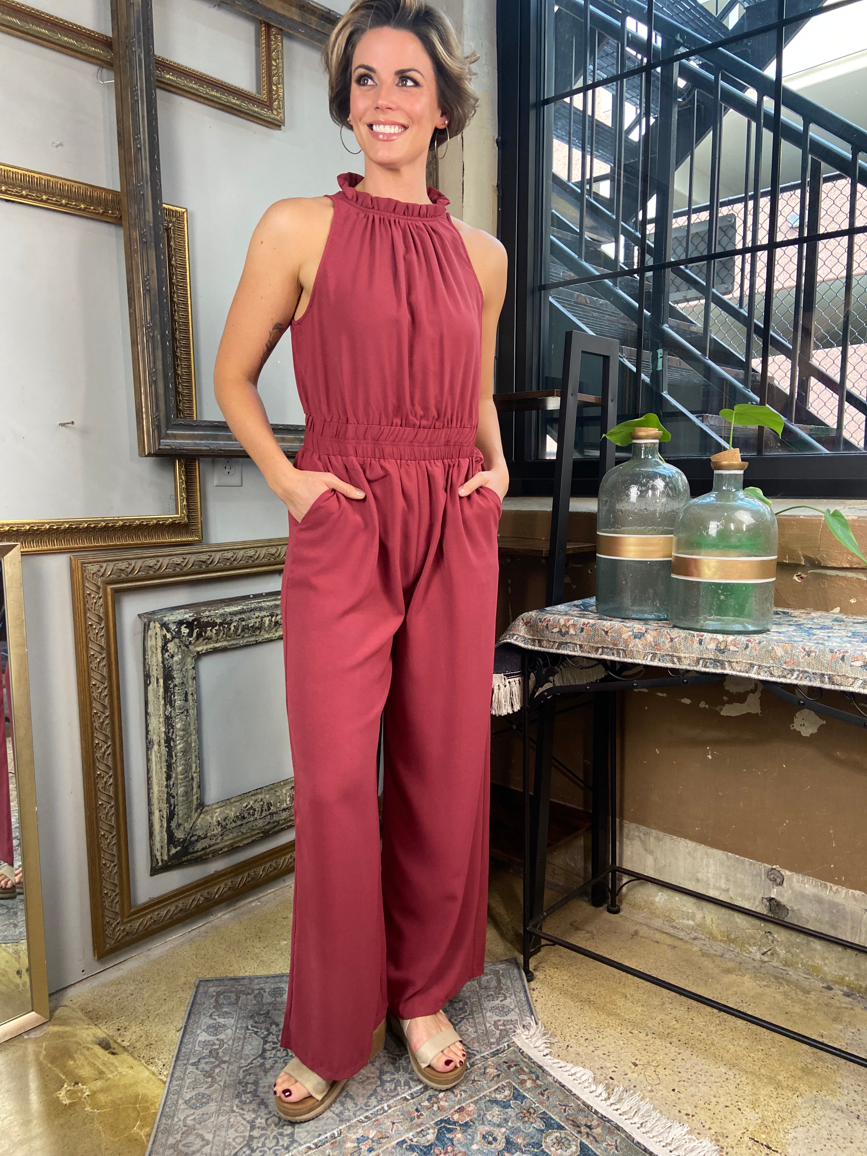 Nancy Rose Sleeveless Wide Leg Jumpsuit