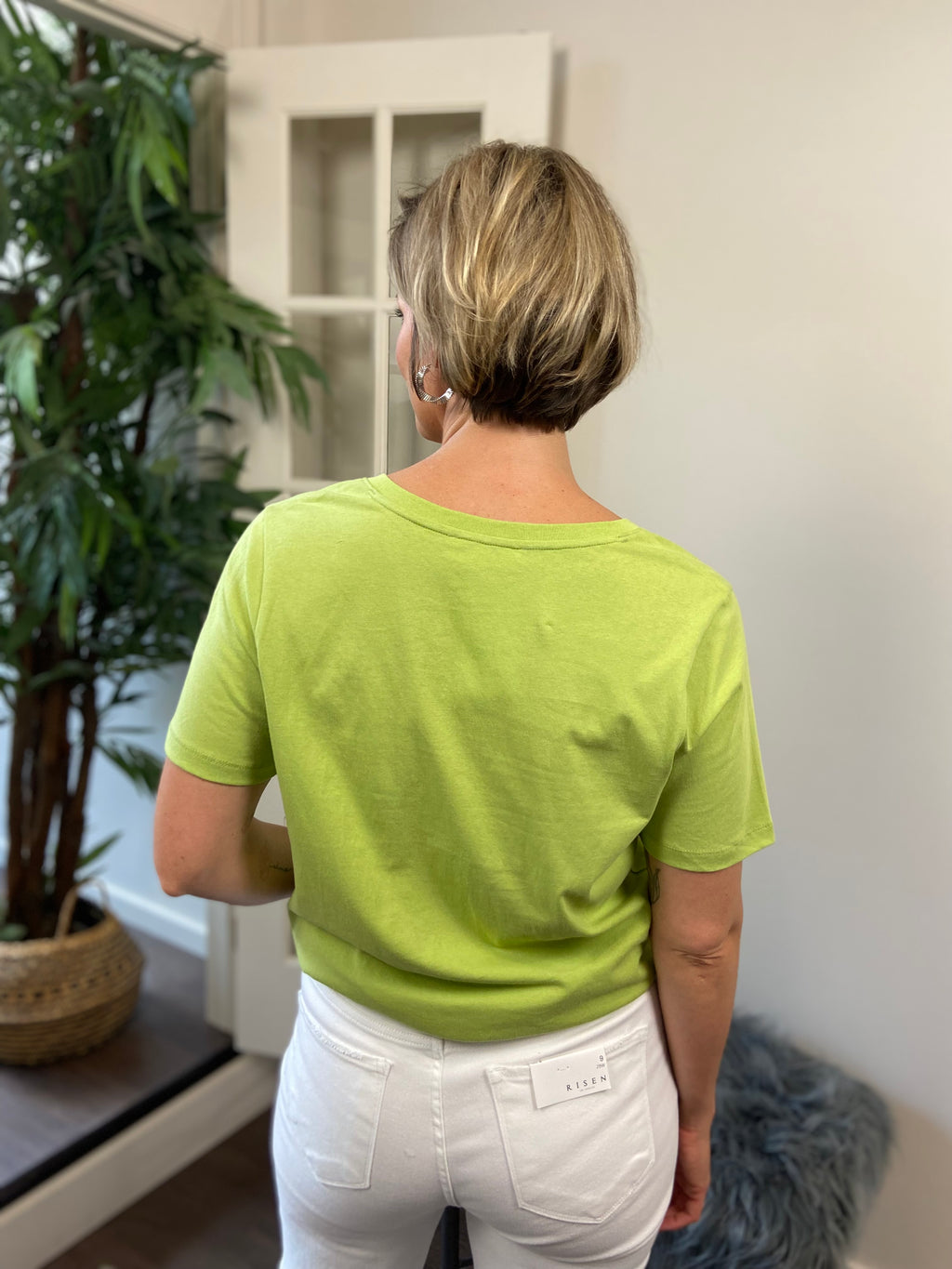 Hallie Light Olive V Neck Short Sleeve Top - MK Threads Boutique