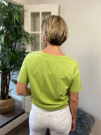 Hallie Light Olive V Neck Short Sleeve Top - MK Threads Boutique