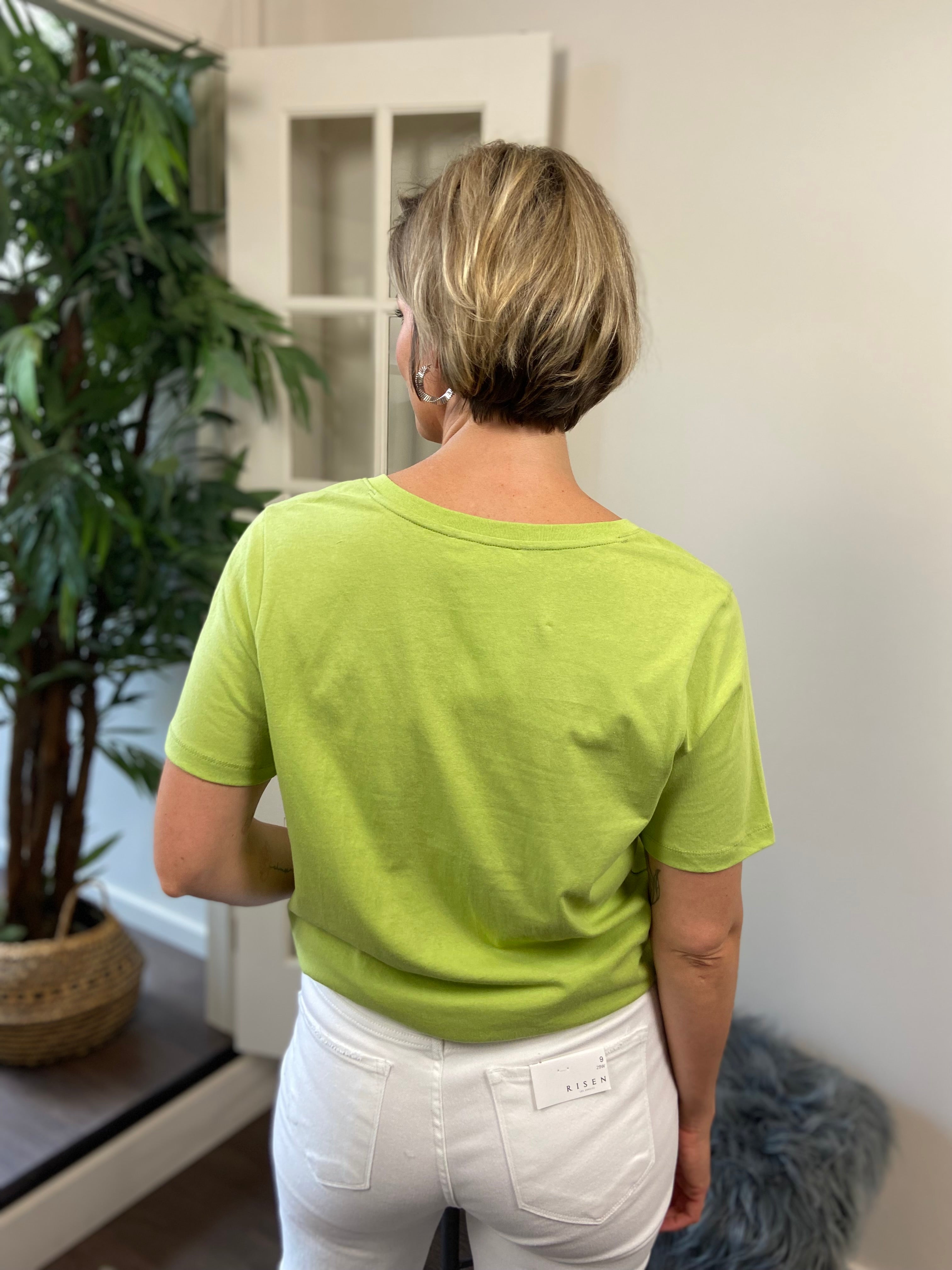 Hallie Light Olive V Neck Short Sleeve Top - MK Threads Boutique