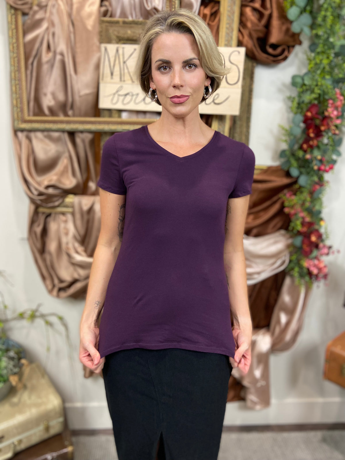 Scarlett Plum V Neck Shirt