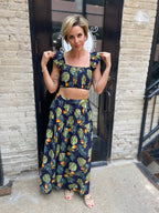 Kathy Navy Tropical Maxi Skirt Set