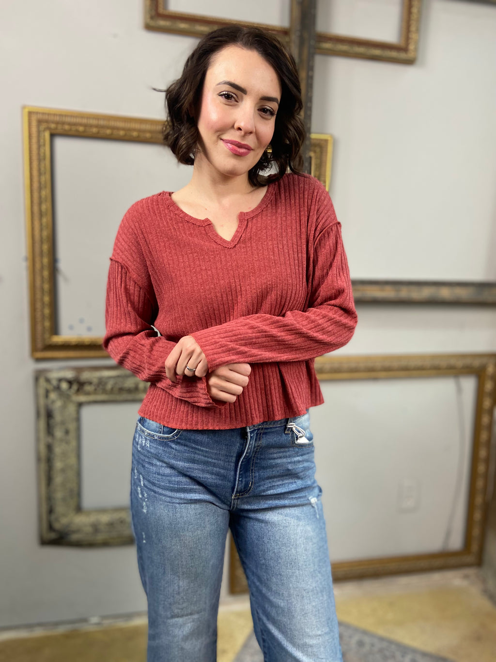 Ria Clay Light Weight Ribbed Sweater - MK Threads Boutique