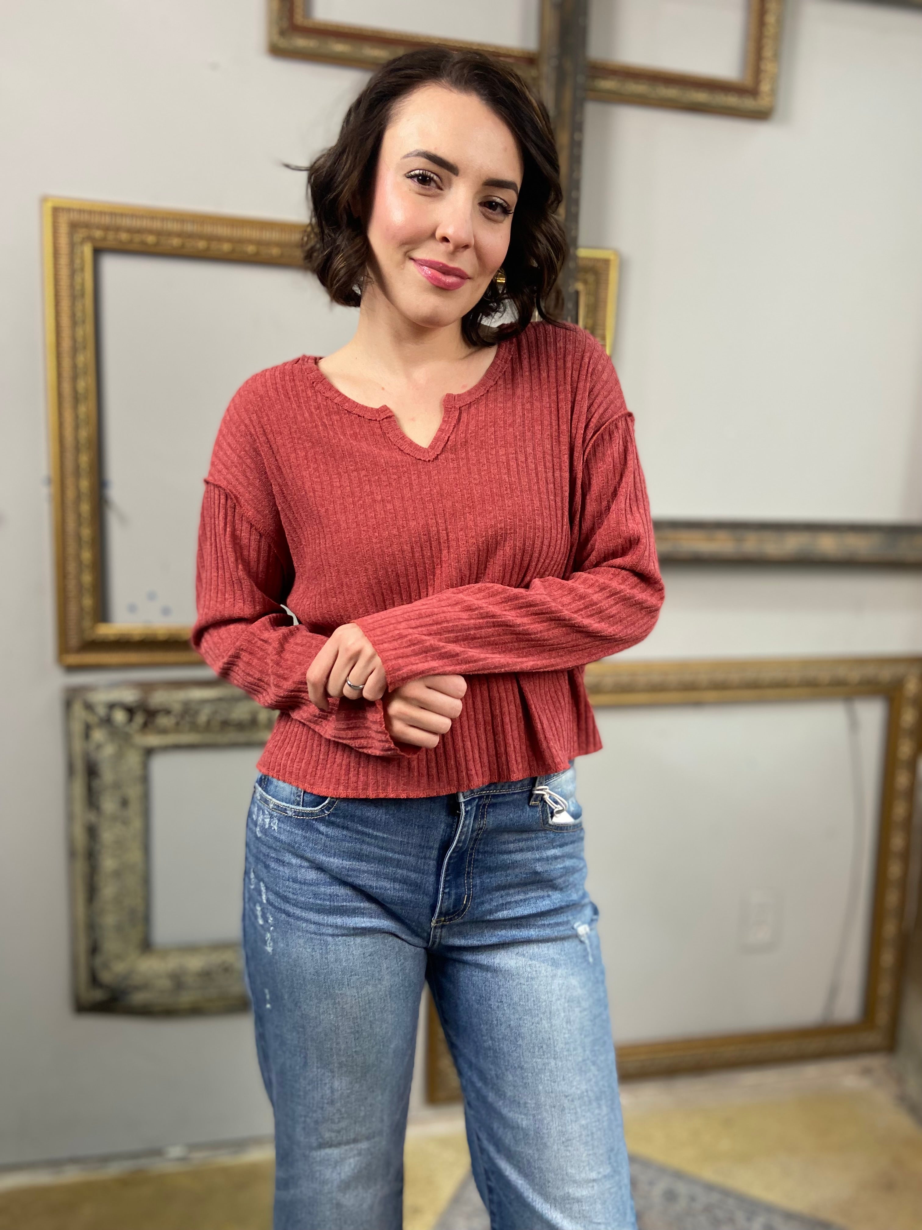 Ria Clay Light Weight Ribbed Sweater - MK Threads Boutique