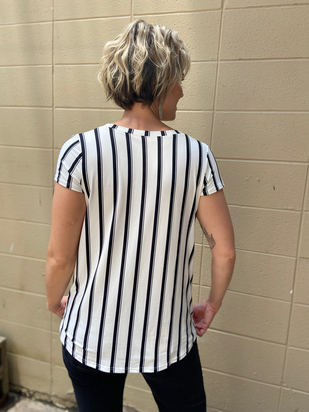 Kit Black Stripe Cap Sleeve Top - MK Threads Boutique