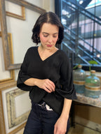 Camden Black Drop Down Sleeve Blouse