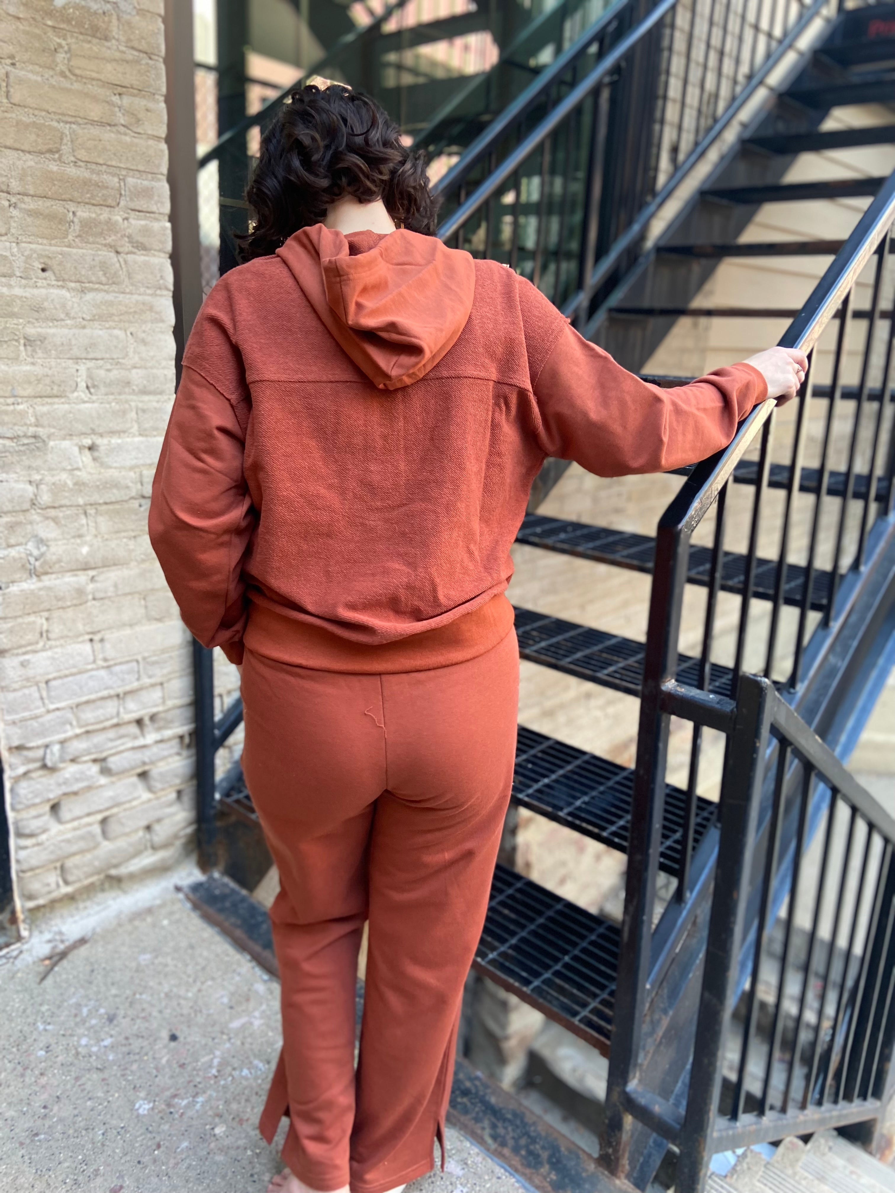 Ellia Rust Drawstring Wide Leg Pants