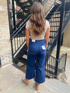 Eileen Dark Wash High Waist Wide Leg Cropped Jeans - MK Threads Boutique