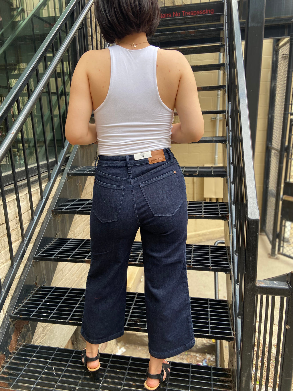 Charles Dark Wash Cropped Braided Side Judy Blue Jeans