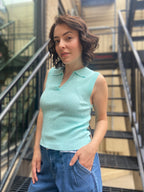 Ally Blue Sleeveless Sweater Vest - MK Threads Boutique