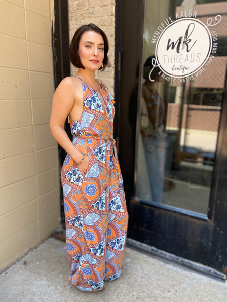 Ollie Mosaic Print Wide Leg Jumpsuit