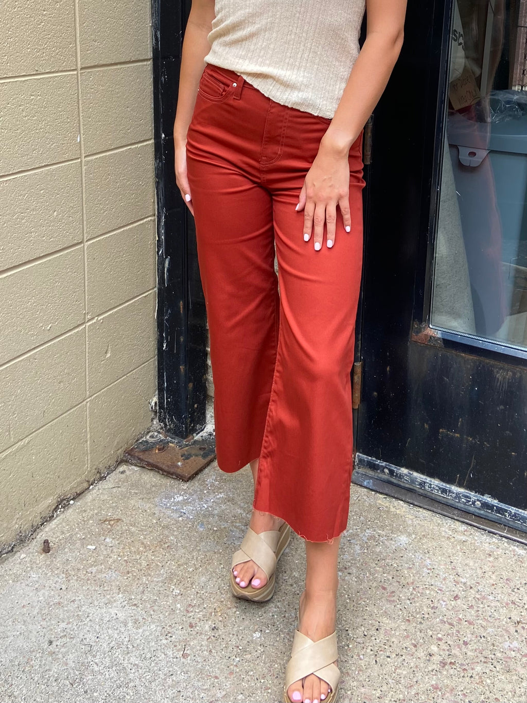Adrienne Rust High Rise Cropped Zenana Jeans