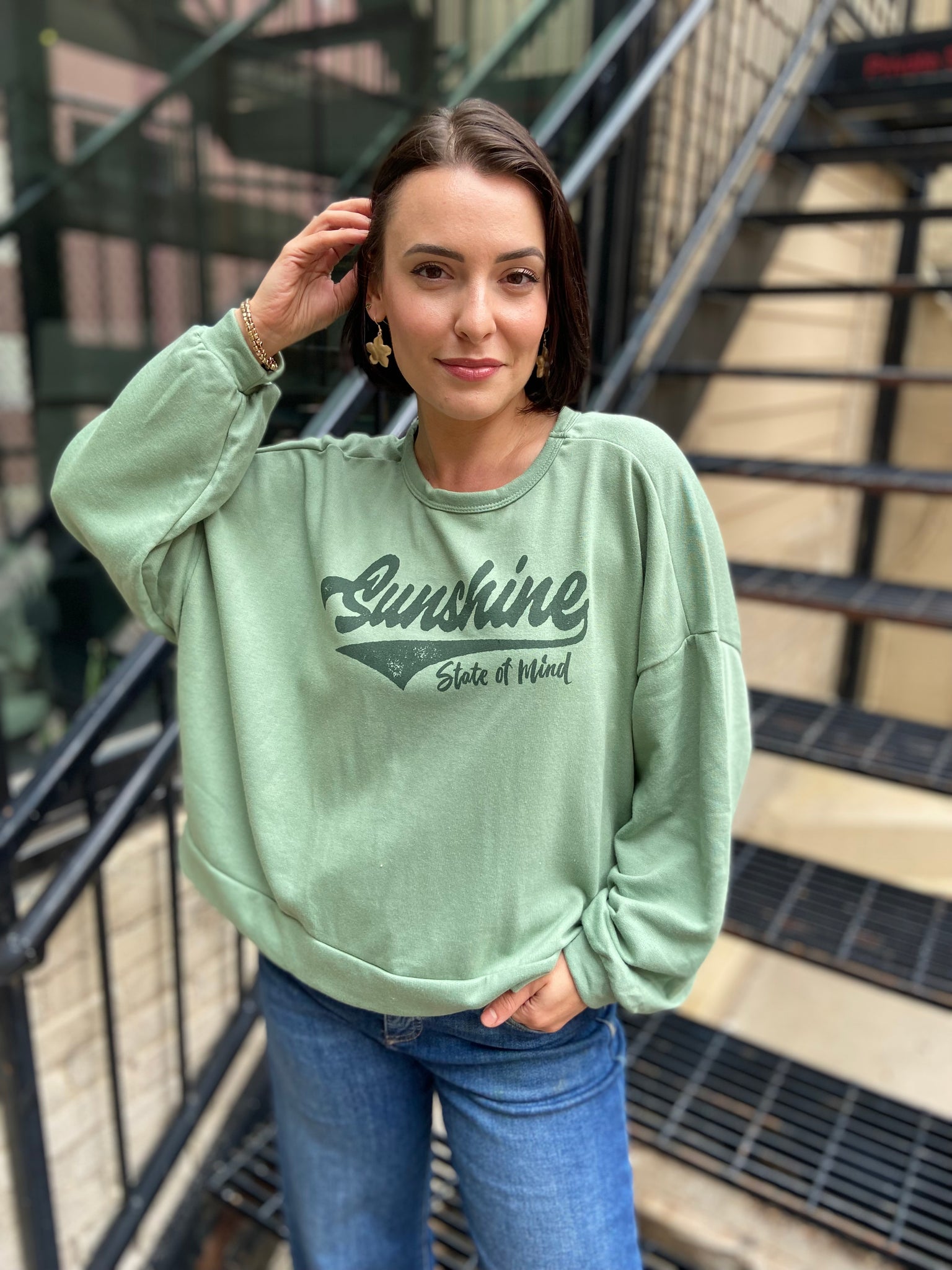 Sunshine State Of Mind Sage Cropped Sweater