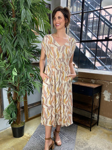 Charleston Woven Print Midi Dress