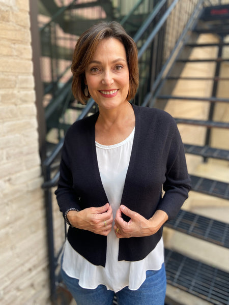 Lizeth Black Short Sleeve Cardigan