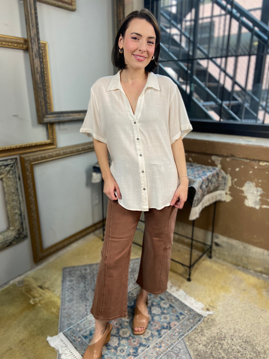 Callum Off White Short Sleeve Button Up - MK Threads Boutique