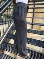 Orla Black Stripe Straight Leg Drawstring Pants - MK Threads Boutique
