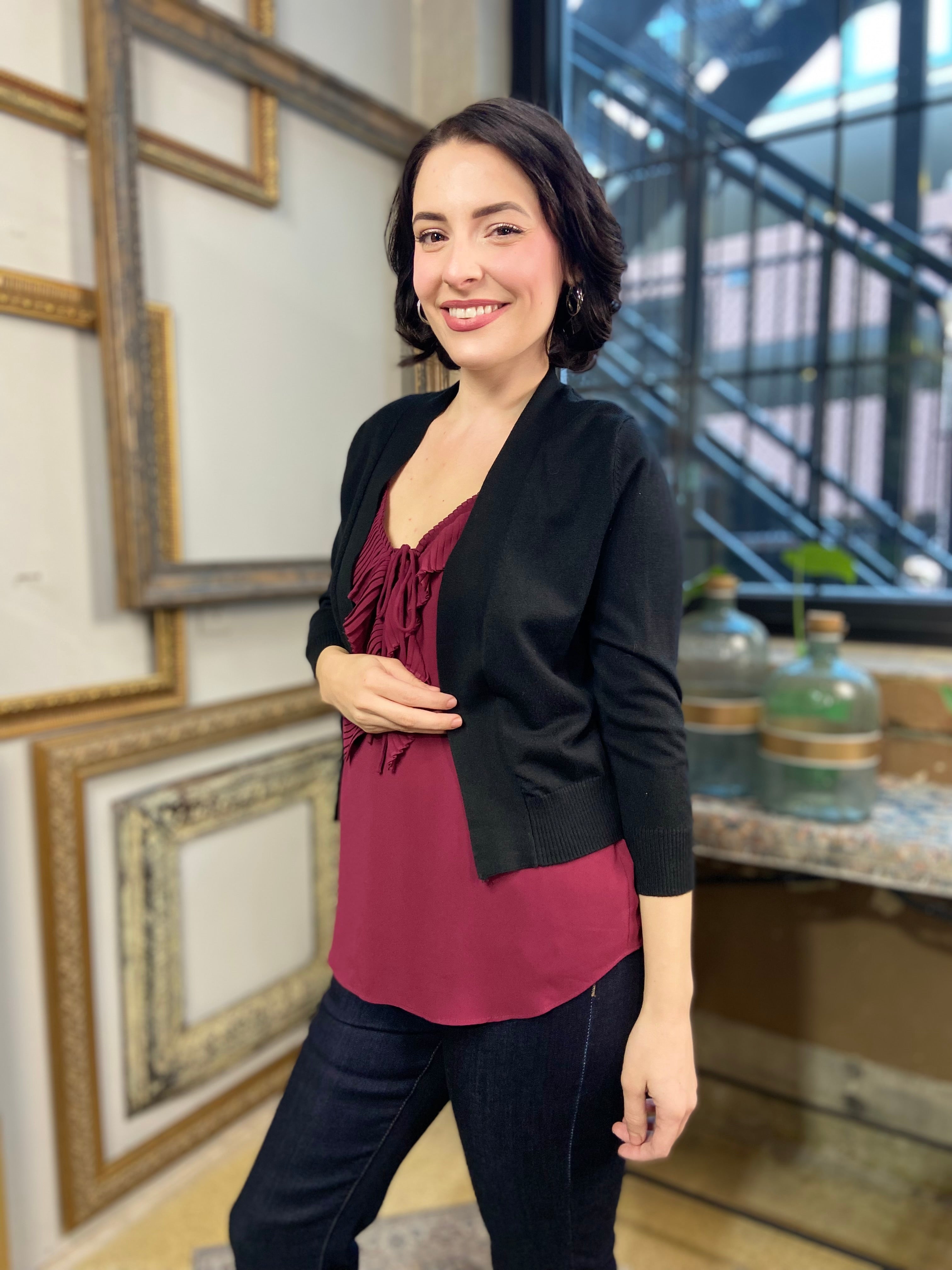 Tessa Wine Pleated Ruffle Cami Top