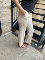Laura Bone Belted Straight Leg Scuba Dress Pants