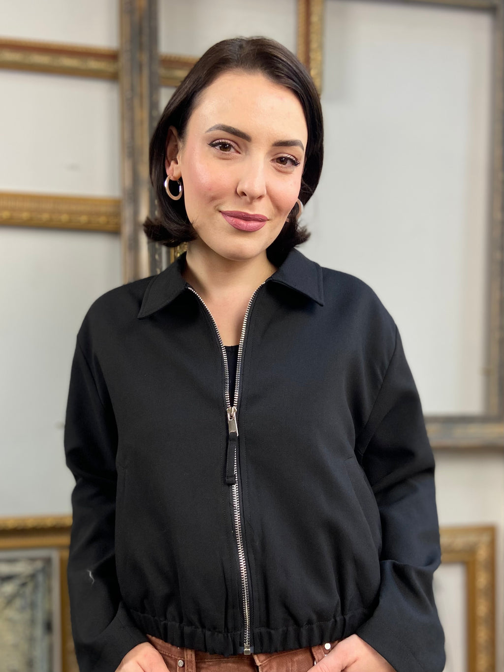 Cole Black Cropped Zip Up Jacket - MK Threads Boutique