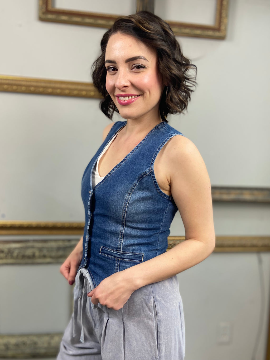 Jude Denim Button Vest - MK Threads Boutique