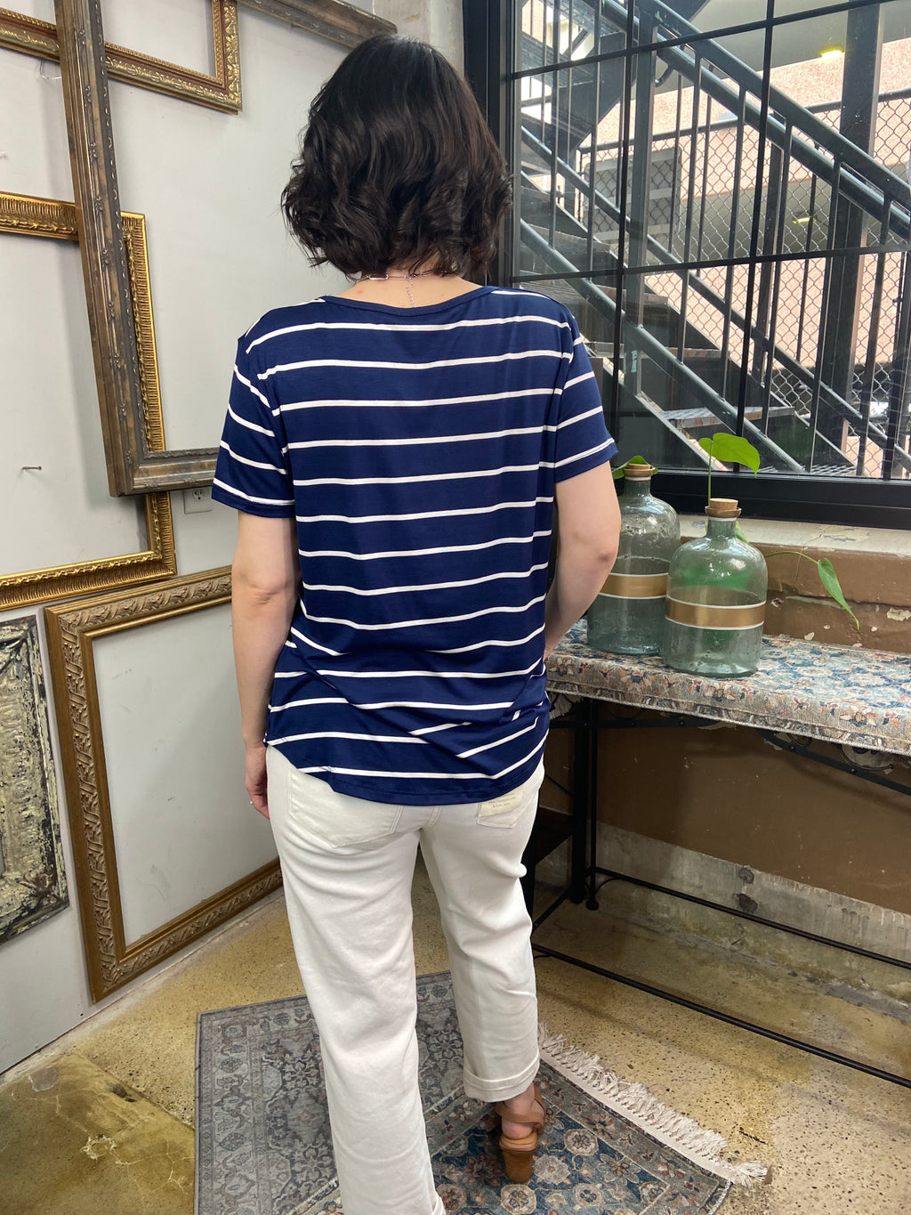 Skye Navy & White T Shirt - MK Threads Boutique
