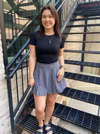 Shia Gray & Black Plaid Mini Skort