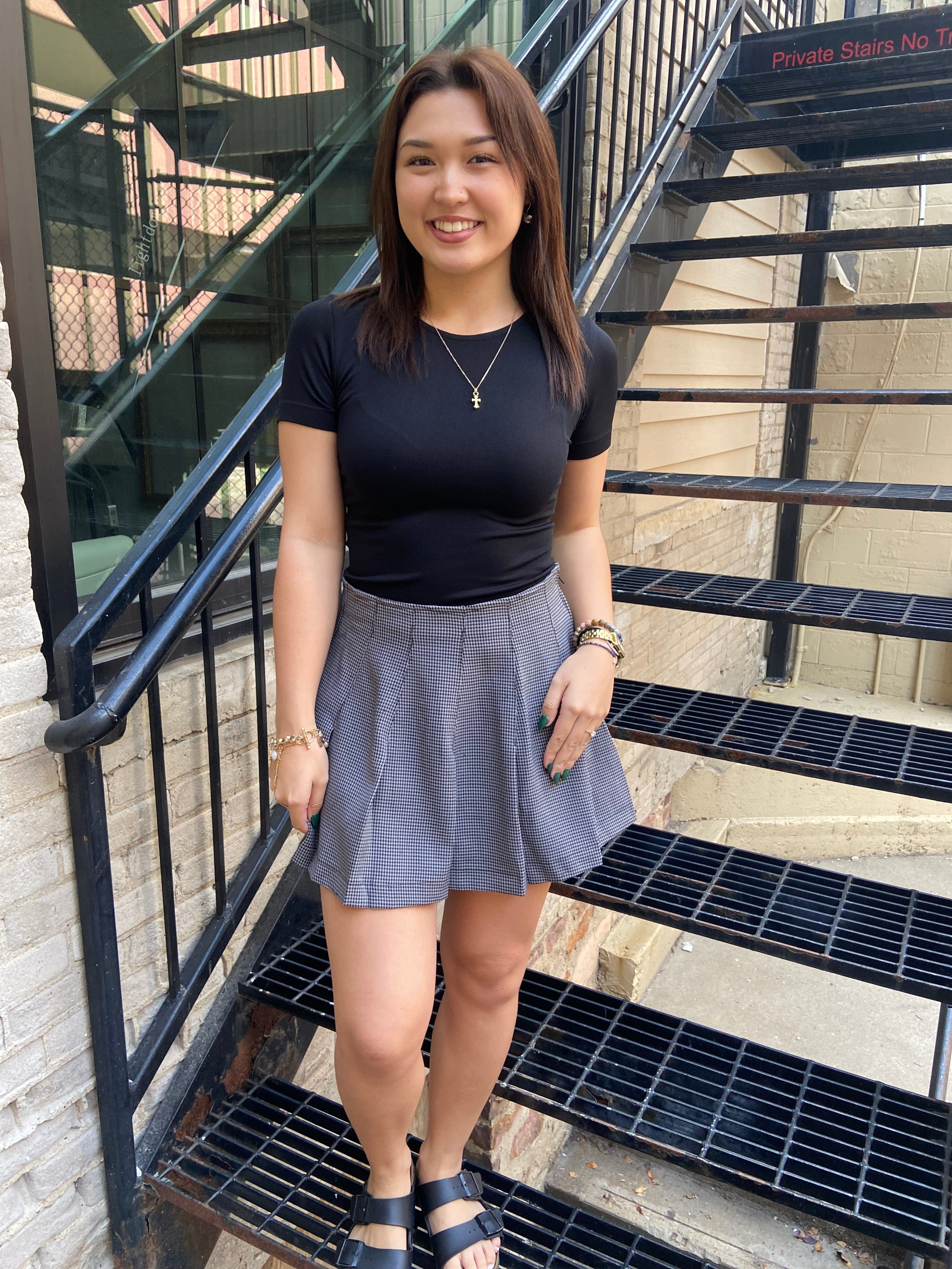 Shia Gray & Black Plaid Mini Skort